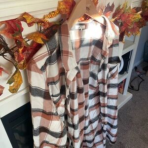 Maurices Checkered Shirt-dress in Brown, Black, and White